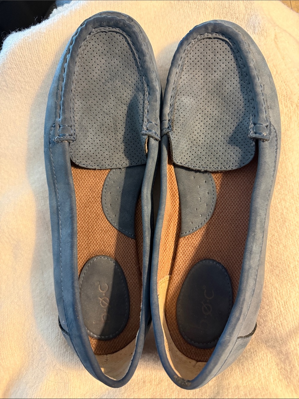 boc Perforated Light Blue Suede Slip-On Loafers